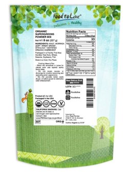Food to Live Organic Supergreens Powder Mix bag